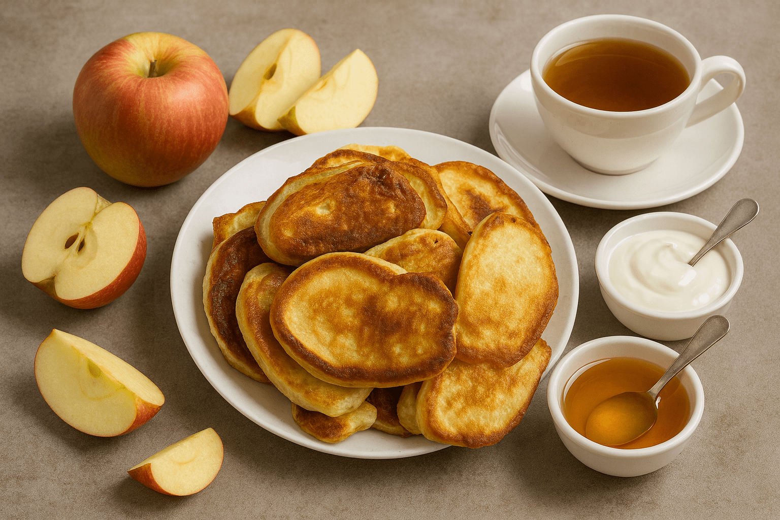 Оладьи на кефире с яблоками «Пышные»